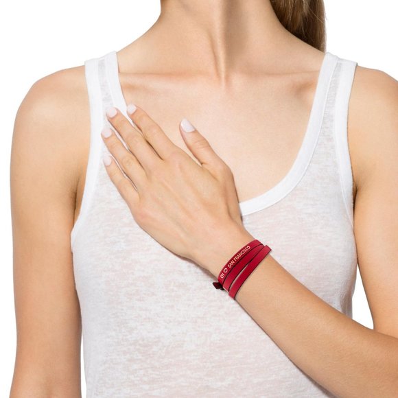 NWT CH Carolina Herrera Red Leather Wrap Bracelet - Picture 2 of 7